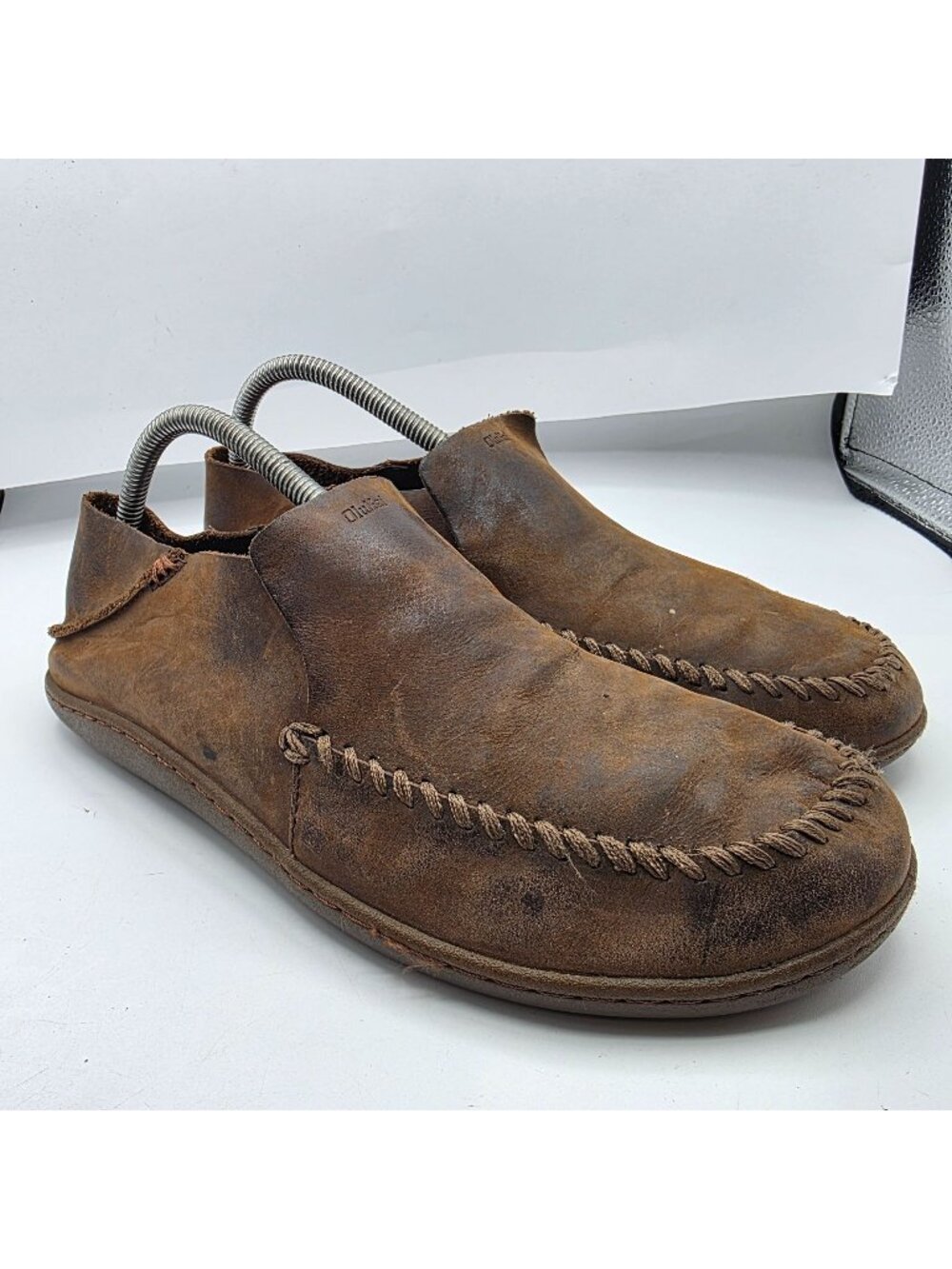 Olukai Akahai Mens Size 9 Brown Shoes Leather Casual Slip On Loafers Comfort
